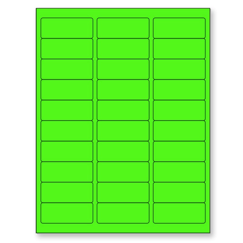 NextDayLabels ملصقات فلووريسنت ملونة نيون 8-1/2 x 11 للطابعات الليزرية وطابعات الحبر (فلووريسنت أخضر، 1" x 2-5/8" - 30 لكل صفحة | 3,000 ملصق) - Image 1